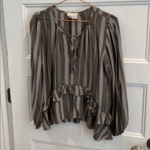 Anthropologie gray flowy top